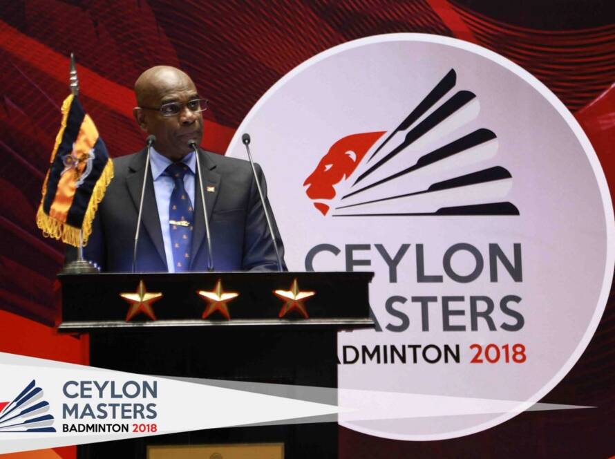 Speaker at Ceylon Masters Badminton event stage