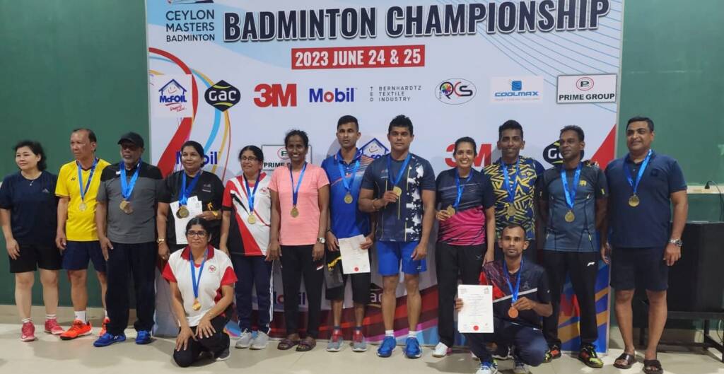 Players with medals at Ceylon Masters Badminton Championship